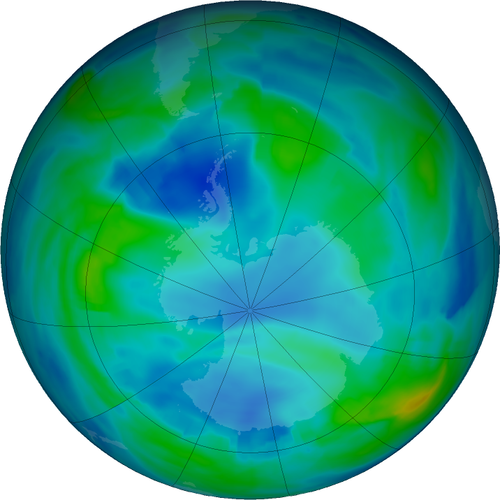 Antarctic ozone map for 17 May 2022